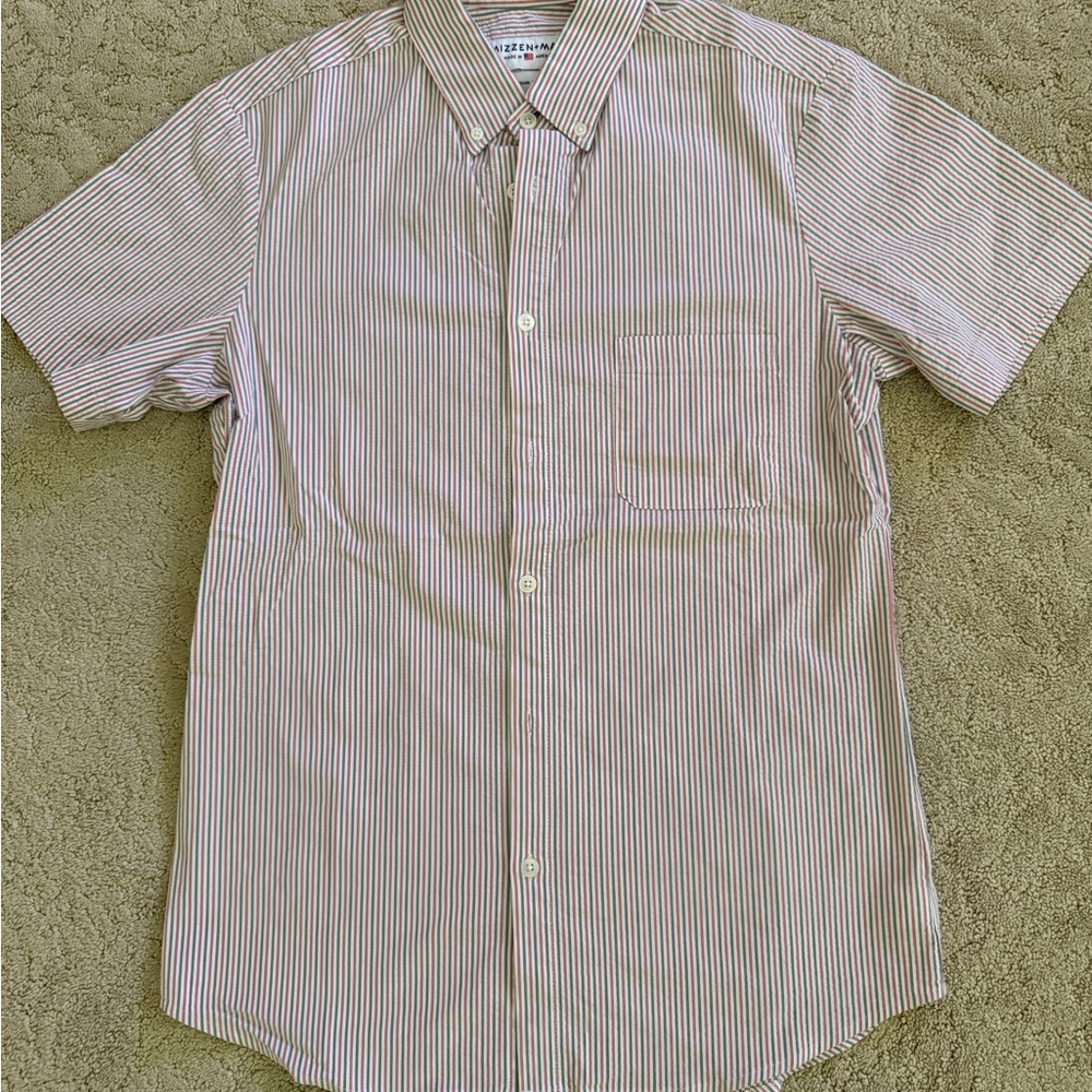 Mizzen+Main Red White and Blue Casual Button Down Shirt